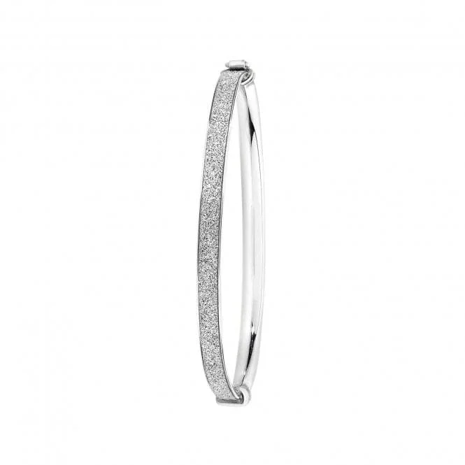 Woven fiber bracelets-Acotis Silver Babies Oval Bangle with Moondust Detailing G4390