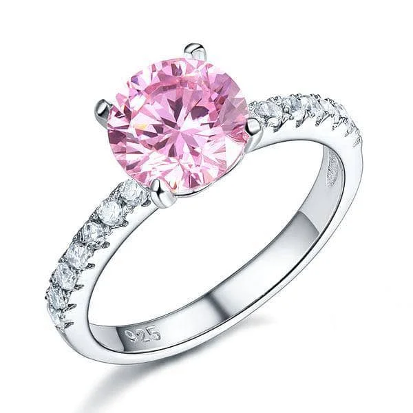 Fiber edge rings-2.0 Ct Pink & Clear Diamond Bridal Engagement Ring