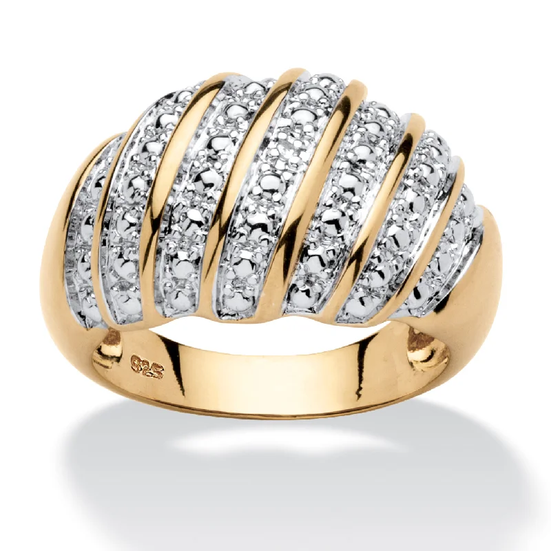 Tapered shank rings-Diamond Accent Dome Ring in 14k Gold-plated Sterling Silver