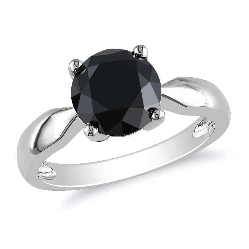 Bead stack rings-Mimi & Max 3ct TW Black Diamond Solitaire Engagement Ring in 10k White Gold