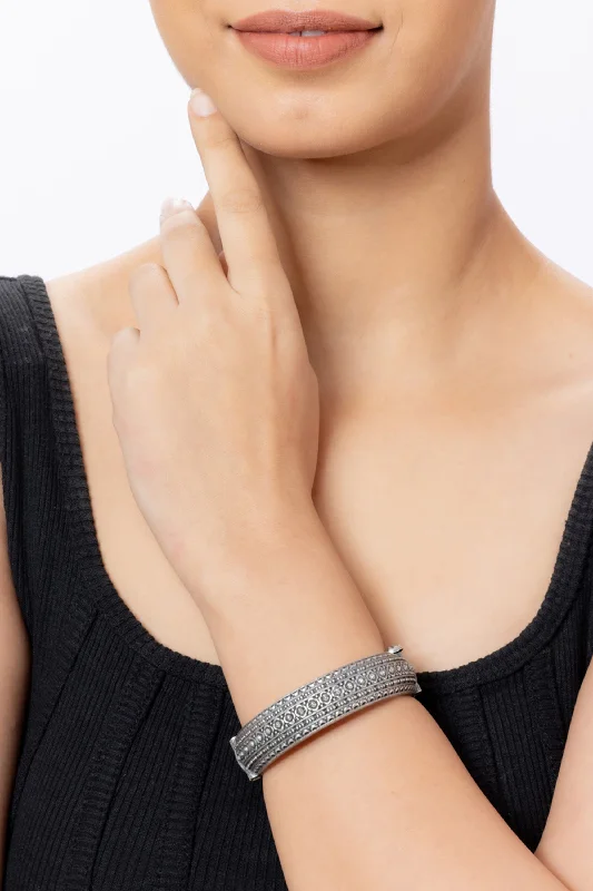 Stone strand bracelets-Silver Oxidised Bangle/kada for Women