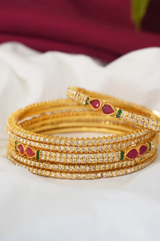 Lily motif bangles-Ruby and Zircon Bangles