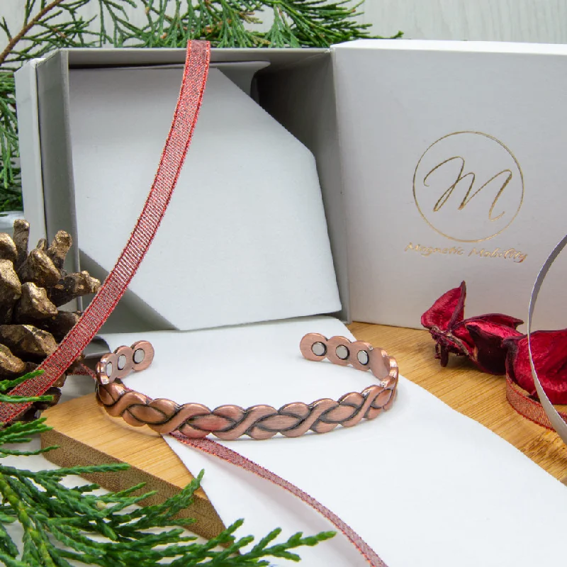 Woven cord bracelets-Laurel Copper Bangle