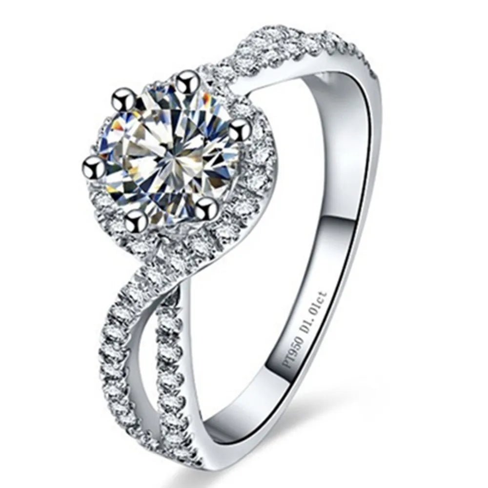 Bright modern rings-1.0 Ct 18k White Gold Micro Paved Diamond Engagement Ring