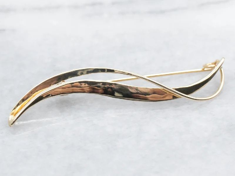 Wire-wrapped brooches-Free Formed Gold Brooch