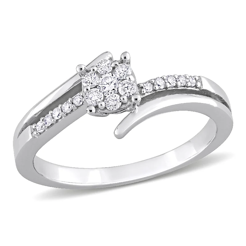 Petal carved rings-Mimi & Max 1/5ct TDW Diamond Floral Cluster Ring 14k White Gold