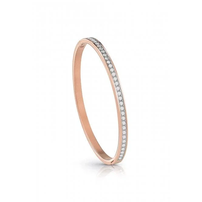 Graceful art bracelets-Ladies Rose Gold Plated Clear Crystal Bangle UBB02248RGL