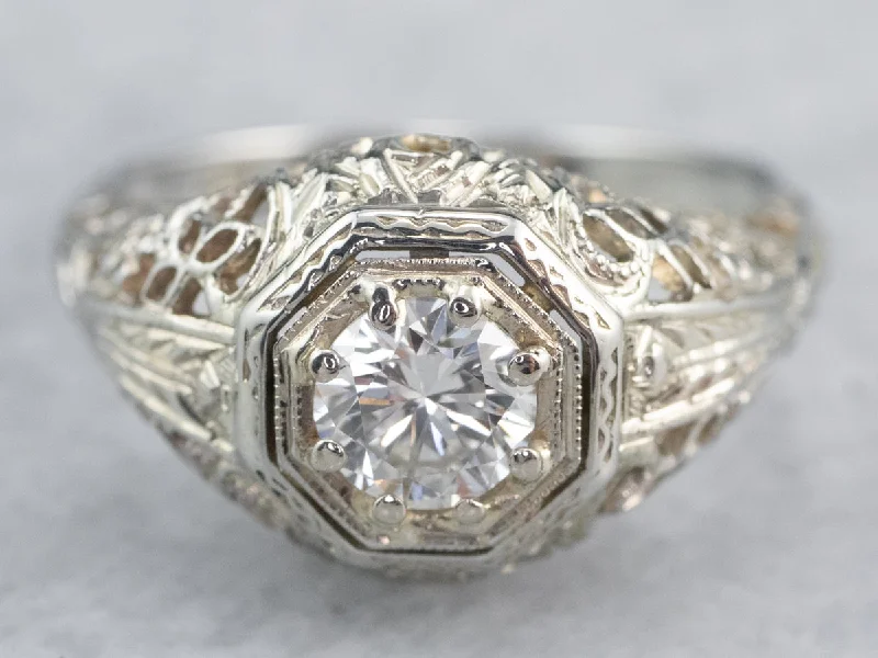 Old lock rings-Art Deco Diamond Solitaire Ring