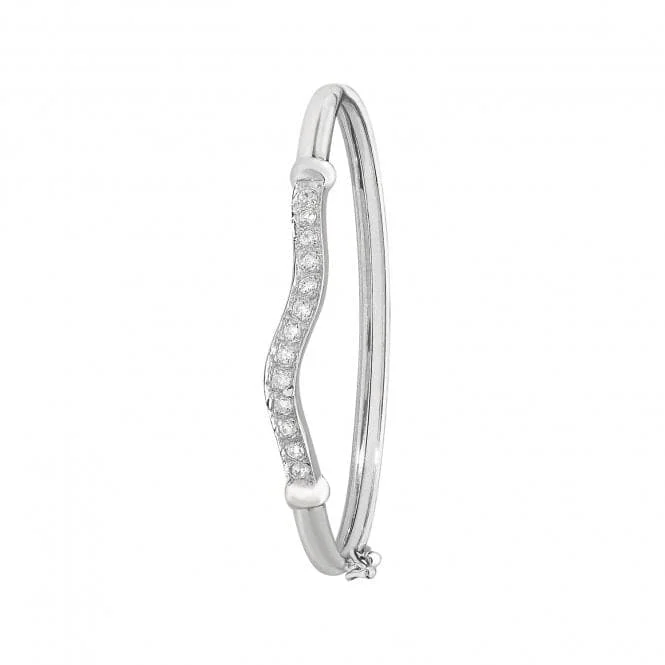 Astro theme bracelets-Acotis Silver Babies Oval Zirconia Bangle G4210CZ