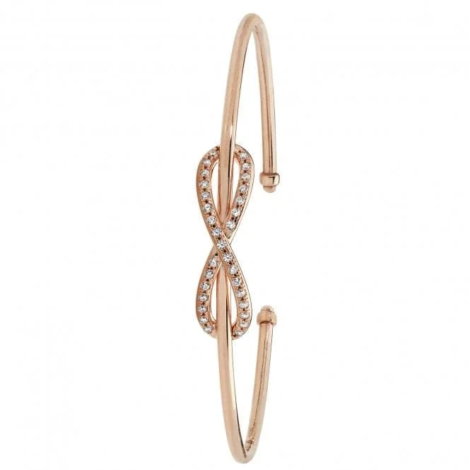 Flow pattern bracelets-9ct Rose Gold Open Hinged Bangle with Zirconia Stones BN403R