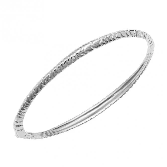 Fine design bangles-Fiorelli Silver S Dune Ripple Texture Hinged Bangle B5381