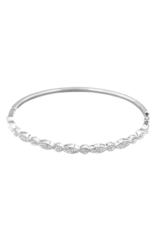 Ripple bead bangles-Sterling Silver Crystal Vintage Hinged Bangle