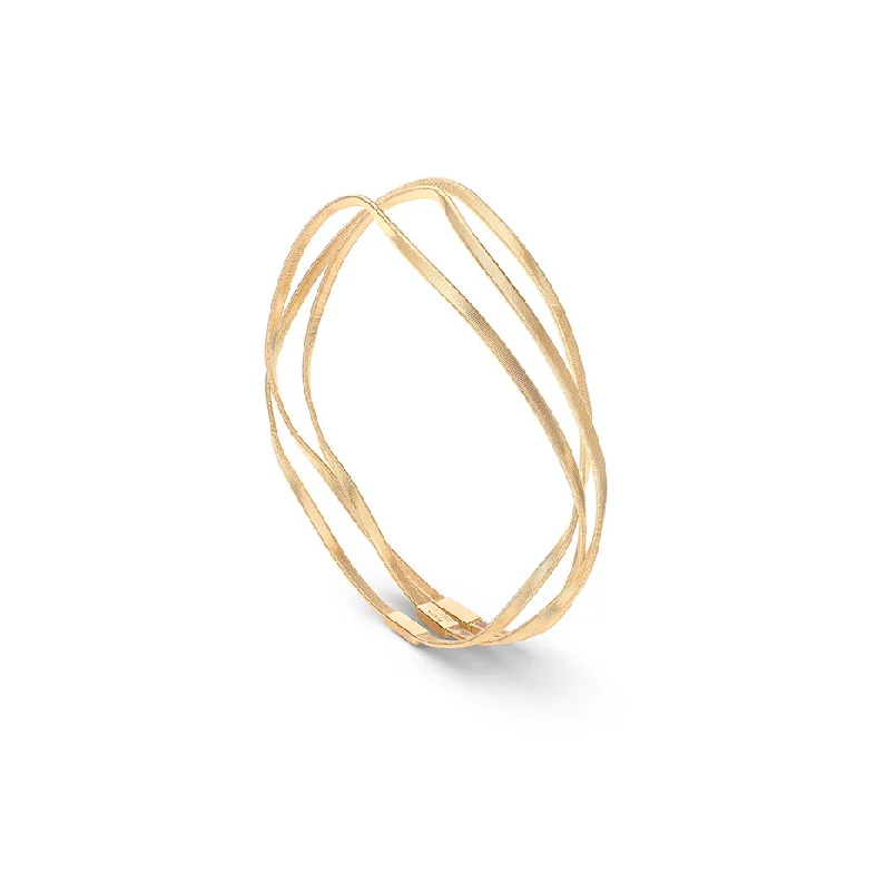 Woven cord bracelets-Marco Bicego Marrakech Yellow Gold 3-Strand Twisted Bangle