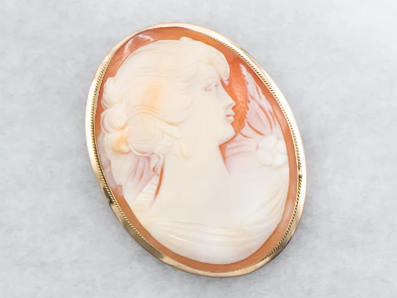 Citrine gem brooches-Vintage Cameo Brooch or Pendant