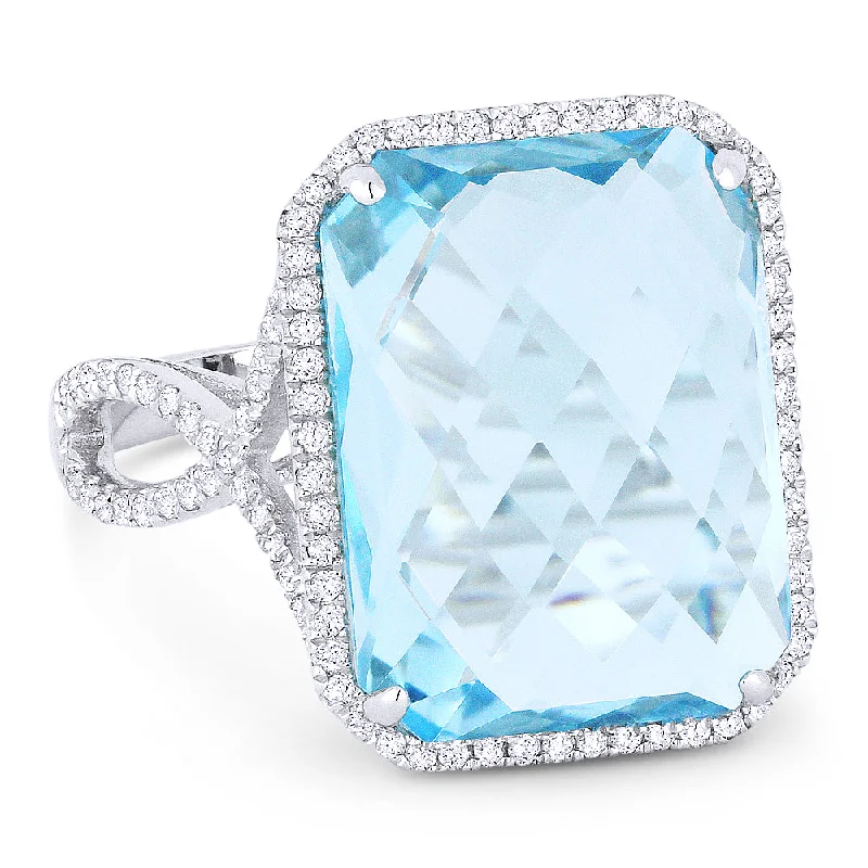 Fine stone rings-14K White Gold,blue Topaz Ring