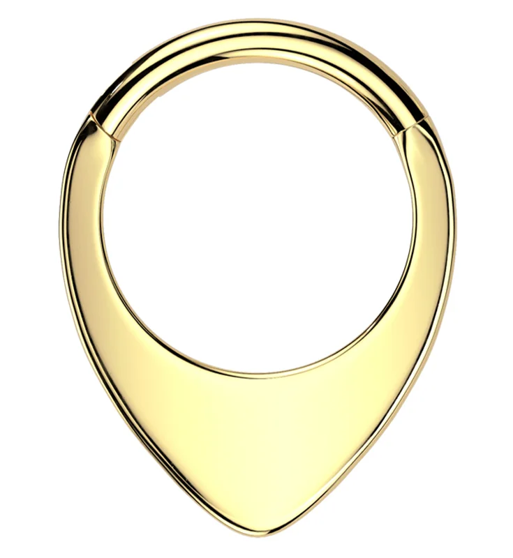 Small dot rings-Gold PVD Rounded Point Titanium Hinged Segment Ring