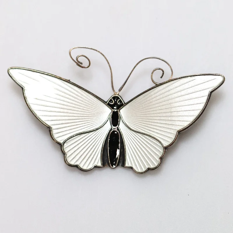 Spiral design brooches-Vintage David Andersen Jewelry | David Andersen Extra Large White Butterfly Brooch Norway