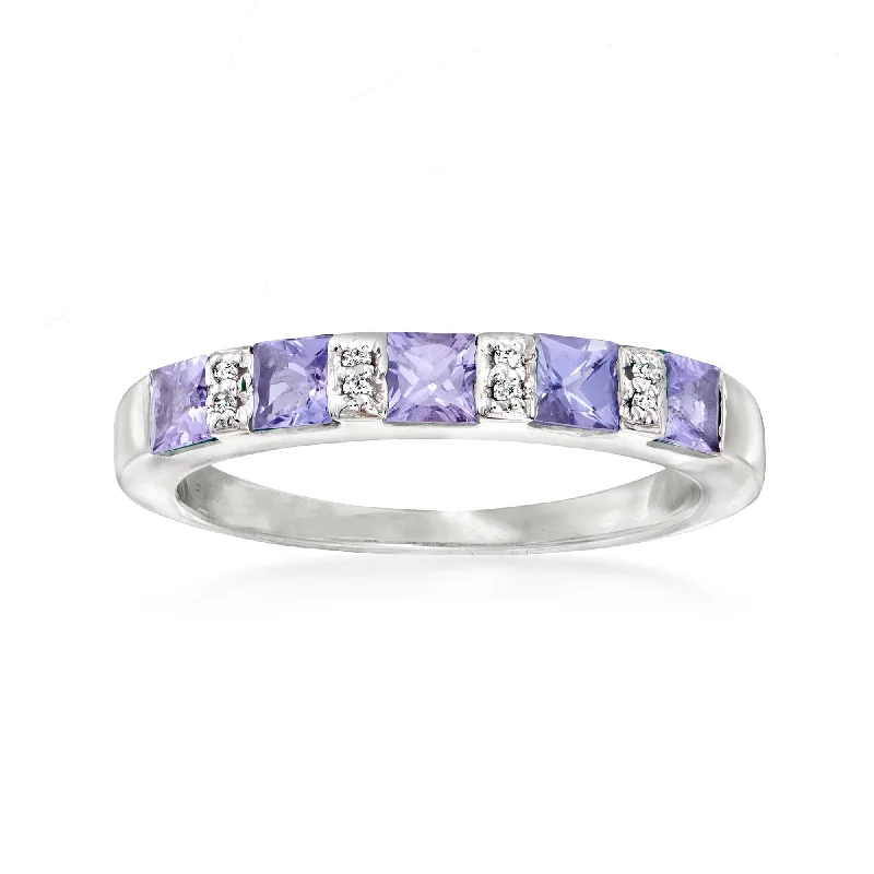 Flow shape rings-Ross-Simons Tanzanite Ring With Diamond Accents in Sterling Silver