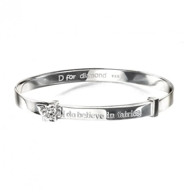 Ripple theme bracelets-Sterling Silver Believe In Fairies Expandable Bangle B4315