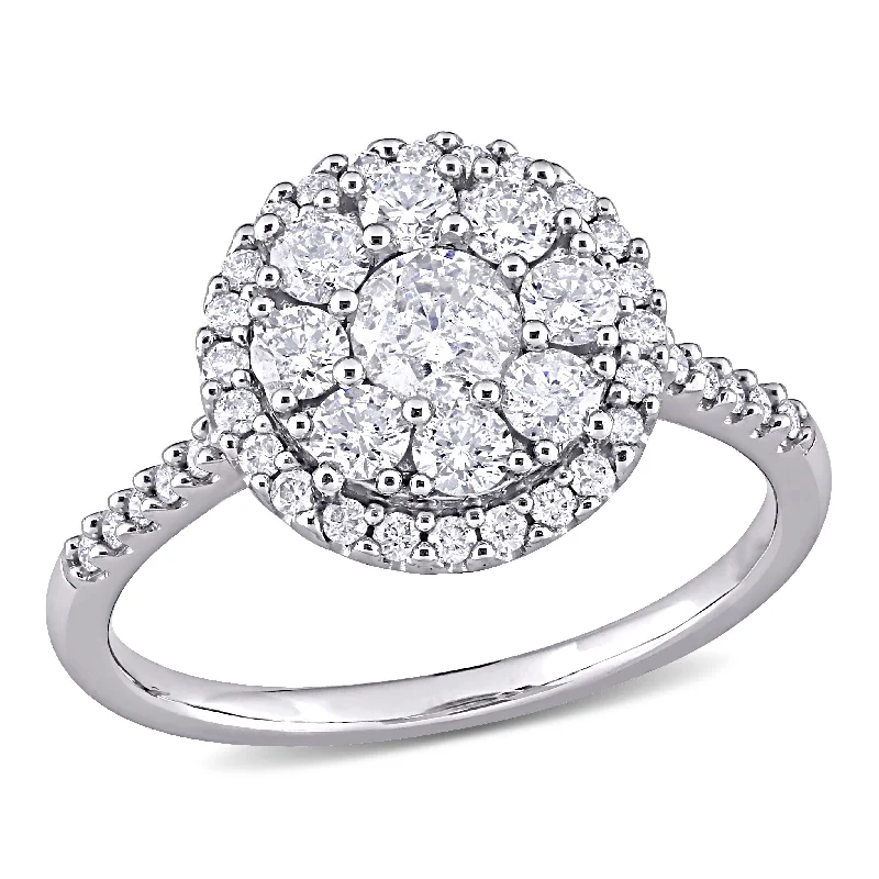 Open frame rings-Mimi & Max 1ct TW Diamond Composite Round Halo Engagement Ring 10k White Gold