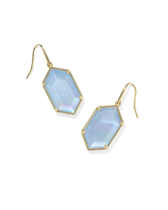 Old deco rings-Kendra Scott - Earring - Hallie Silver Drop - Sky Blue Mother of Pearl