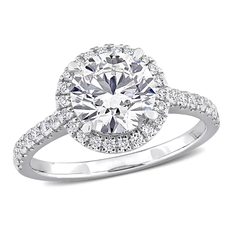 Graceful art rings-Created Forever 2 3/8ct TW Lab-Grown Diamond Halo Engagement Ring in 14k White Gold