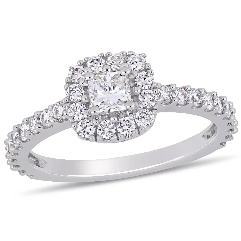 Subtle accent rings-Mimi & Max 1ct TW Diamond Halo Engagement Ring 14k White Gold