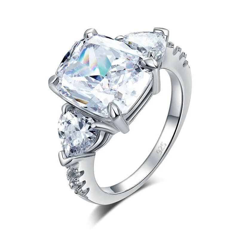 Java tile rings-5.0 Ct Cushion Cut Diamond Three-Stone Luxury Ring