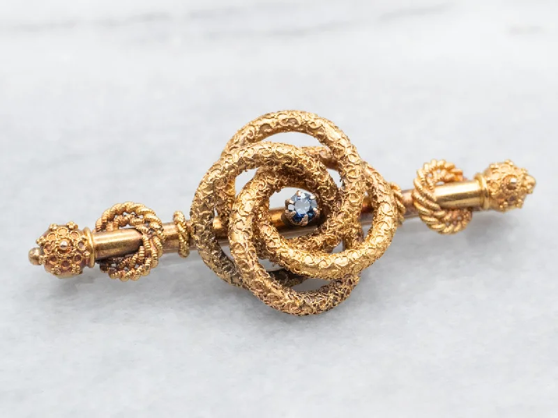 Double-layer brooches-Etruscan Revival Sapphire Lover's Knot Brooch