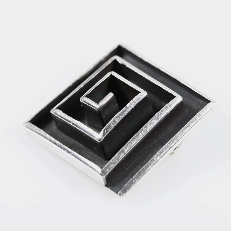 Bamboo style brooches-SOLD OUT: Vintage Maricela Taxco Silver Mexican Jewelry | Geometric Maze Brooch or Pendant