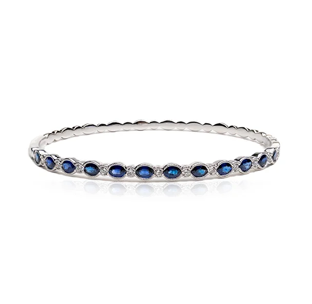 Oak grain bangles-Sabel Collection White Gold Sapphire and Diamond Bangle