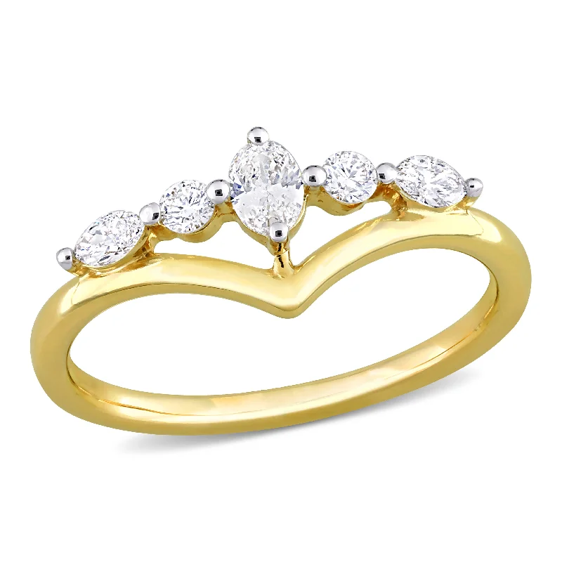 Woven fiber rings-Mimi & Max 1/3ct TDW Multi-shape Diamond Ring 14k Yellow Gold