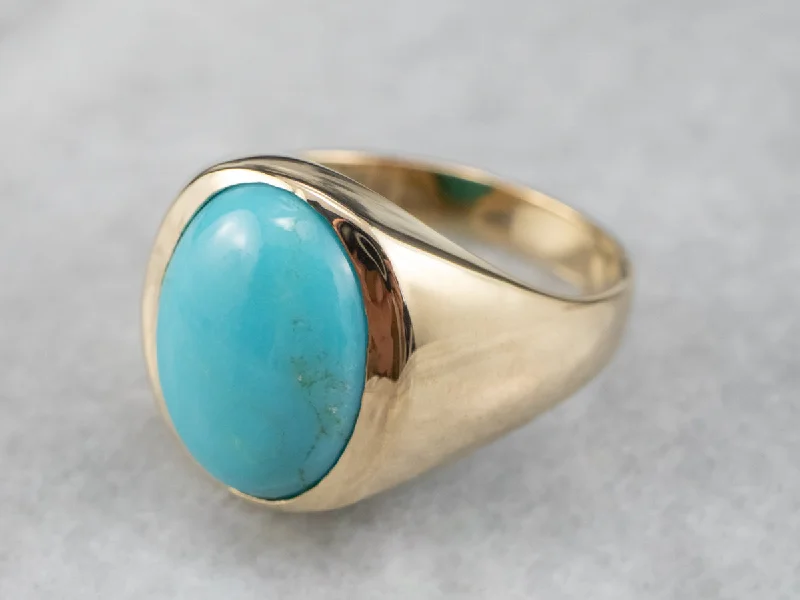 Mystic eye rings-Vintage Turquoise Gold Ring