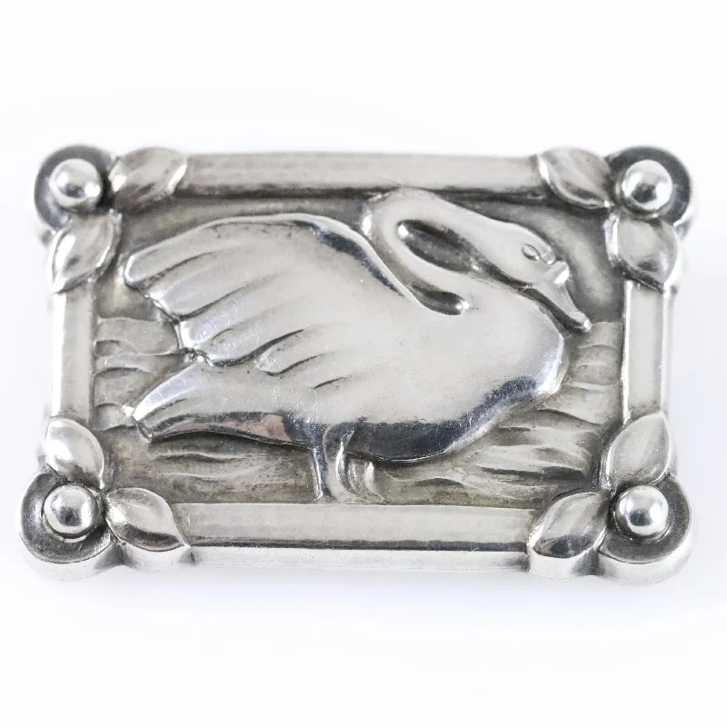 Chunky stone brooches-Vintage Georg Jensen Jewelry | Georg Jensen Swan Brooch 213A Denmark