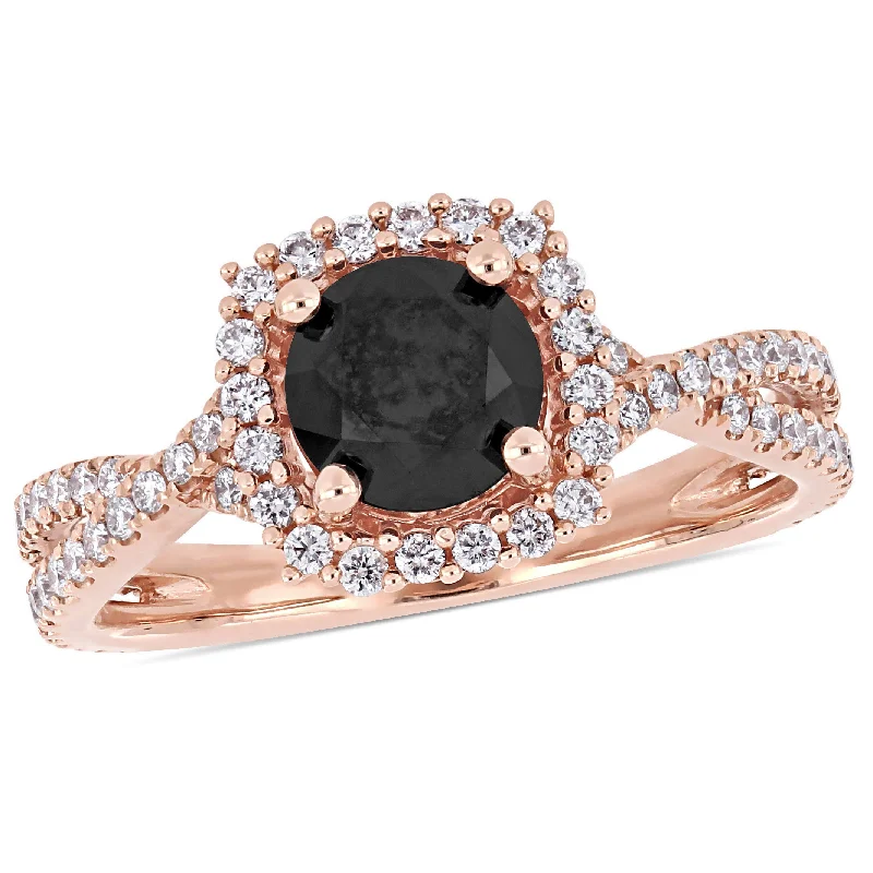 Flow style rings-Mimi & Max 1 1/2ct TW Black White Diamond Halo Infinity Engagement Ring 14k Rose Gold