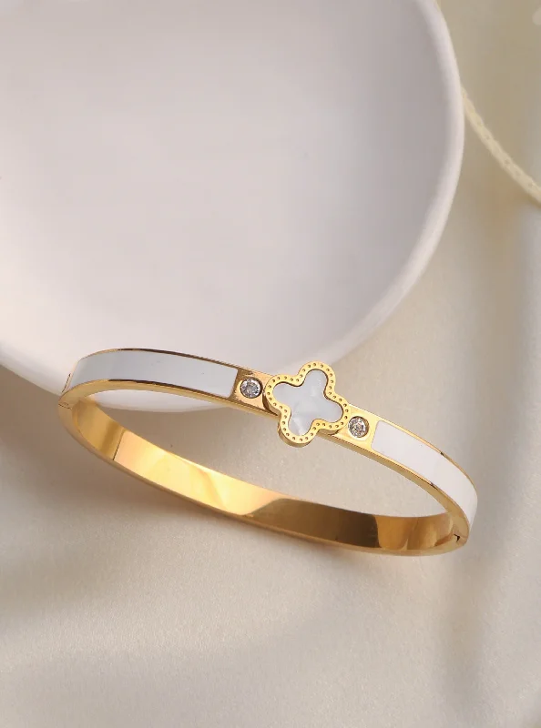 Ruby stone bangles-White Clover Bangle