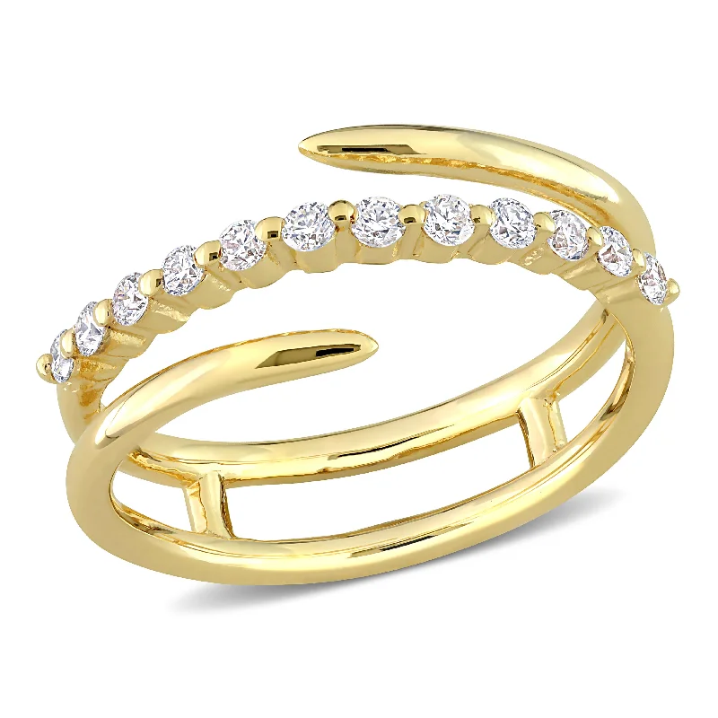 Twist band rings-Created Forever 1/4ct TW Lab-Grown Diamond Coil Ring in 18k Yellow Gold Plated Sterling Silver