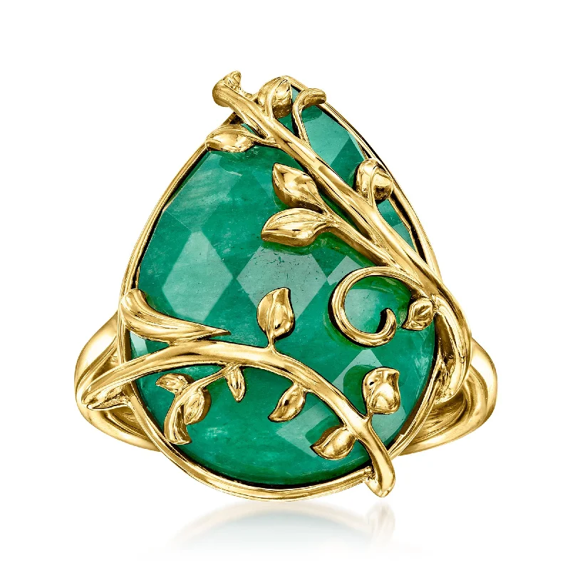 Bold stone rings-Ross-Simons Emerald Vine Ring in 18kt Gold Over Sterling