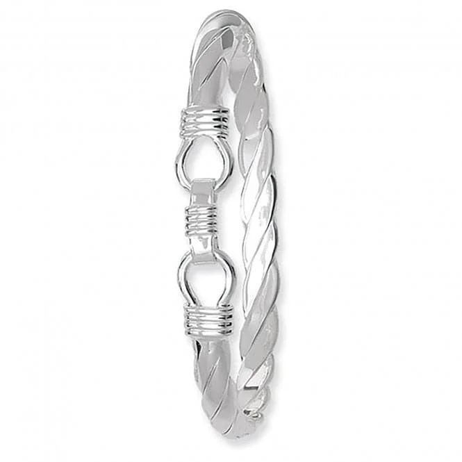 Full moon bangles-Acotis Silver Bangle Oval Loop Catch Twisted G4096