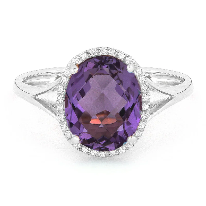 Astro birthstone rings-14K White Gold,amethyst Ring