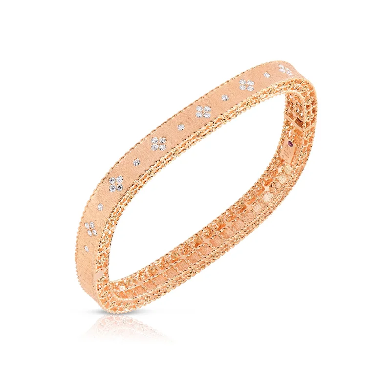 Solid chain bracelets-Roberto Coin Princess Diamond Bangle in 18K Rose Gold