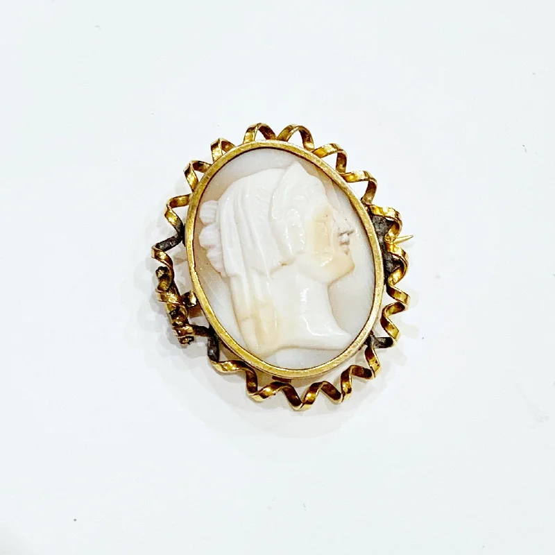 Teardrop gem brooches-Estate Collection Cameo - Antique Brooch