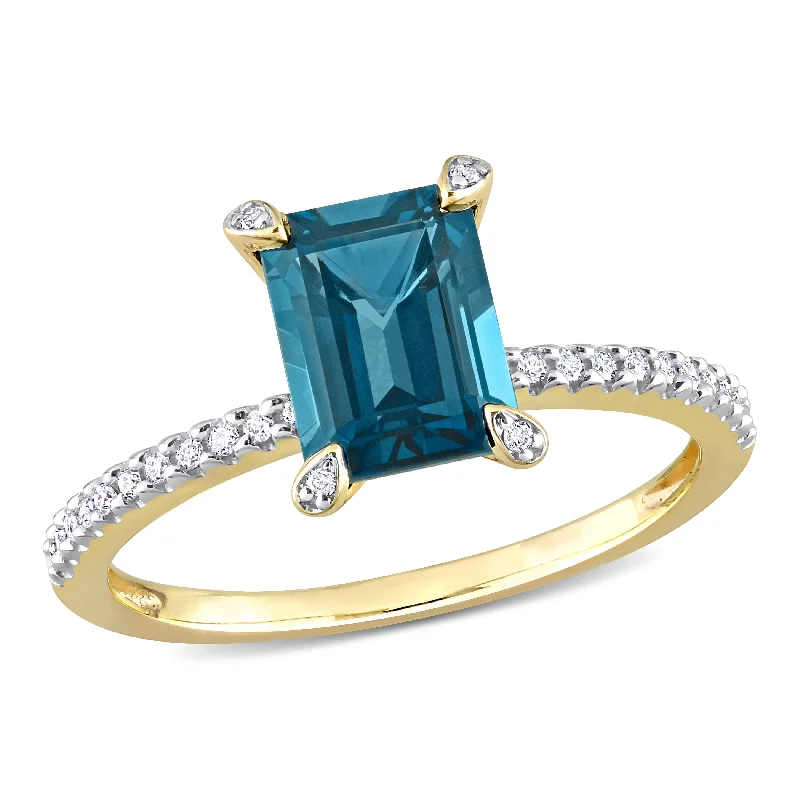 Small dot rings-Mimi & Max 2ct TGW London Blue Topaz 1/10ct TDW Diamond Ring 14k Yellow Gold