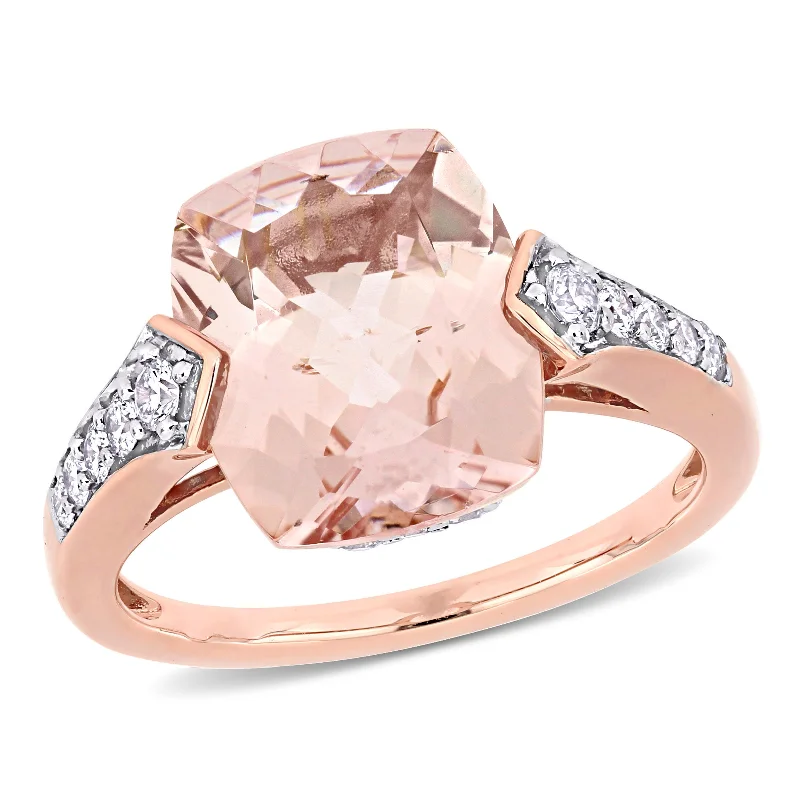 Firm clasp rings-Mimi & Max 4 3/4ct TGW Morganite White Sapphire 1/4ct TW Diamond Ring 14k Rose Gold