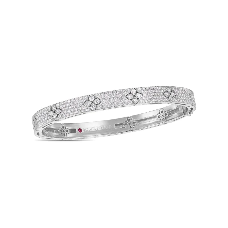 Small pearl bangles-Roberto Coin Love in Verona 18K White Gold Diamond Bangle