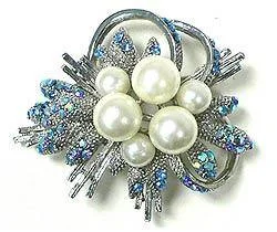 Filigree design brooches-Brooch with Crystals and Cluster of Pearls #YY84750-1