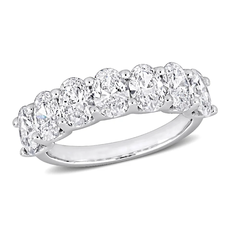 Light enamel rings-Created Forever 3ct TW Oval-Cut Lab-Grown Diamond 7-Stone Anniversary Band in 14k White Gold