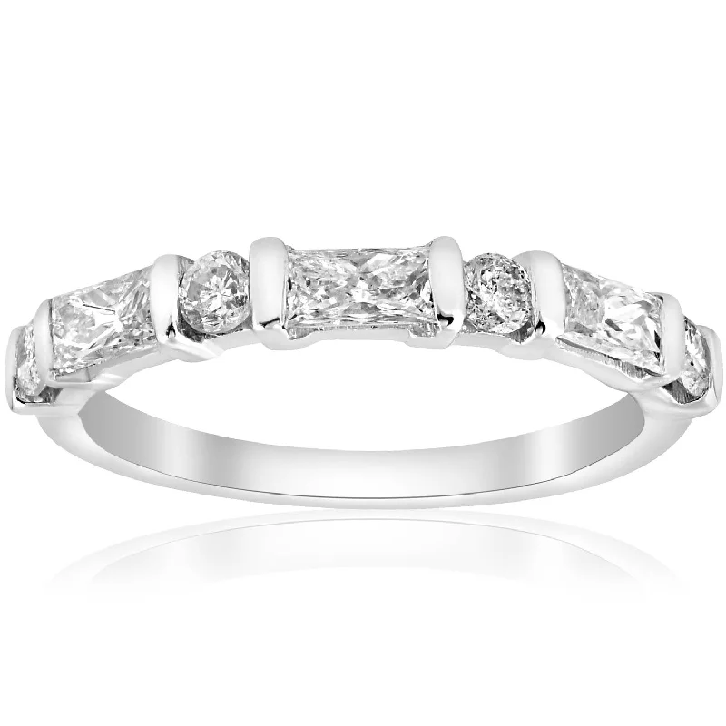 Chiseled letter rings-White Gold 1/2ct Round & Baguette VS Diamond Ring