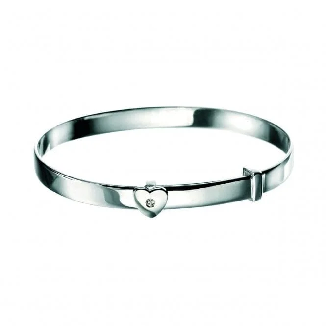 Fiber edge bangles-Sterling Silver Heart Baby Bangle B773