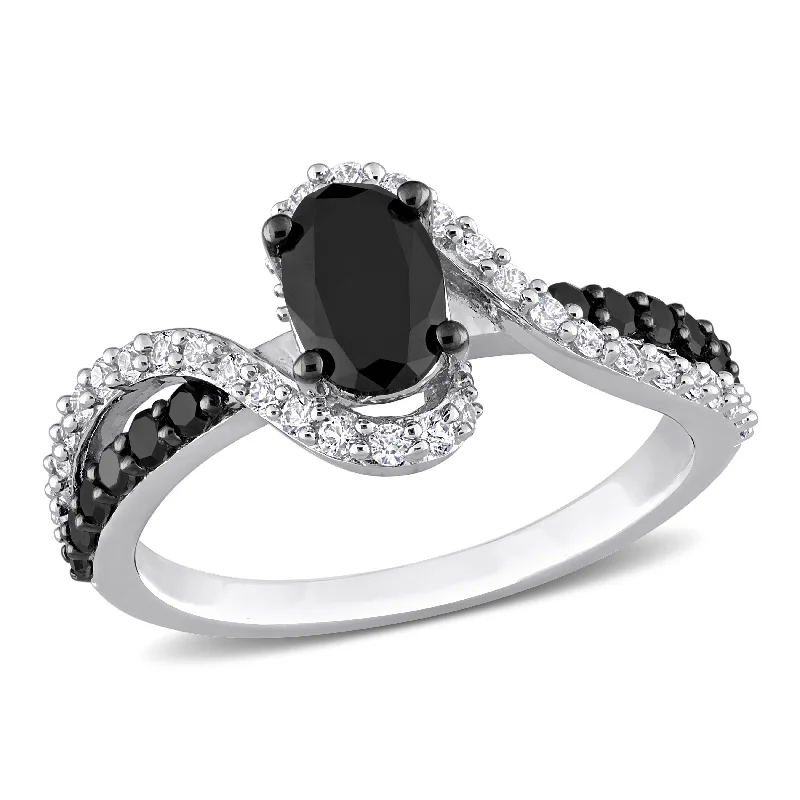 Baroque pearl rings-Mimi & Max 1/3ct TGW Created White Sapphire 1ct TW Black Diamond Ring Sterling Silver